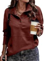 Moletom SHEWIN, solto, casual, com decote em V para mulheres