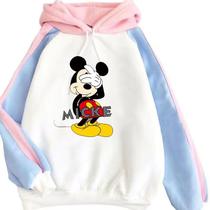 Moletom solto contrastante do Mickey Mouse cobrindo os olhos Moletom solto contrastante do Mickey Mouse cobrindo os olhos