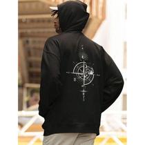 Moletom Streetwear Bússola Estampa Canguru Inverno Flanelado