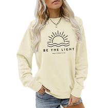Moletom Sulayesh Christian Be The Light para mulheres 2GG, damasco Moletom Sulayesh Christian Be The Light para mulheres 2GG, damasco