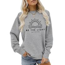 Moletom Sulayesh Christian Be The Light para mulheres cinza