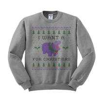 Moletom TeesAndTankYou Hipopótamo Natal Cinza 2XL Moletom TeesAndTankYou Hipopótamo Natal Cinza 2XL