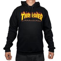 Moletom Thrasher Canguru Fechado Flame Logo Preto Moletom Thrasher Canguru Fechado Flame Logo Preto