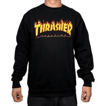 Moletom Thrasher Careca Flame Logo Preto