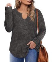 Moletom TIYOMI Plus Size para mulheres com decote em V e manga comprida Moletom TIYOMI Plus Size para mulheres com decote em V e manga comprida