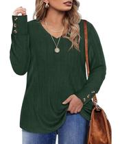 Moletom TIYOMI Plus Size para mulheres, redondo, decote em V, manga comprida