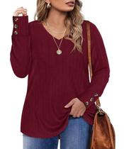 Moletom TIYOMI Plus Size para mulheres, redondo, decote em V, manga comprida Moletom TIYOMI Plus Size para mulheres, redondo, decote em V, manga comprida