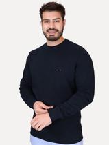 Moletom Tommy Hilfiger Masculino Crewneck Essential Terry Azul Marinho