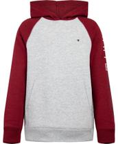 Moletom Tommy Hilfiger masculino de manga comprida com capuz cinza tamanho 4