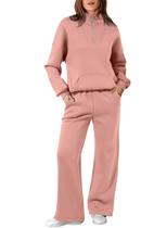 Moletom Track Suits Aleumdr para mulheres, 2 peças de algodão rosa Moletom Track Suits Aleumdr para mulheres, 2 peças de algodão rosa