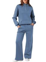 Moletom Track Suits Aleumdr para mulheres, azul e algodão 2024 Moletom Track Suits Aleumdr para mulheres, azul e algodão 2024