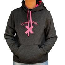Moletom Txc Cinza Logo Rosa