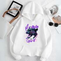 Moletom Unissex Blusa de Frio Estamp Pantera Roxa Confortável Casual Inverno Modinha Tecido Premium