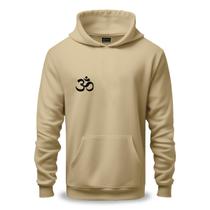 Moletom Unissex Canguru Algodão e Poliéster Estampa Om Preto Meditação Yoga Ohm Aum Hinduísmo Budismo Tibetana Sânscrito Zen Símbolo Sagrado Paz Zen