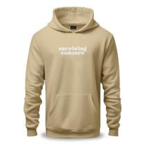 Moletom Unissex Canguru Algodão e Poliéster Estampa Surviving Samsara Branco Sobrevivendo Samsara Hinduísmo Budismo Roda Om Reencarnação Karma Ciclo