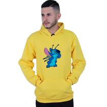 Moletom Unissex Canguru Lilo Stitch Pensando