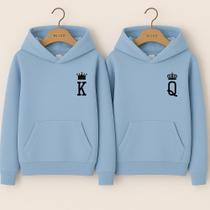 Moletom Unissex Casal Cartas Rei E Rainha Namorados Irmãos Blusa De Frio Com Capuz