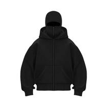 Moletom Unissex Com Capuz Duplo Balaclava Y2K Gótico Harajuku Roupas De Inverno Com Zíper E Máscara