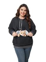Moletom Unissex com Capuz e Bolso Frontal Grande para Gato, Filhote de Cachorro Camiseta de Transporte de Pets