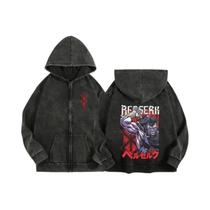 Moletom Unissex Com Zíper E Capuz Estampado Anime Berserk Harajuku Gótico De Algodão, Jaqueta Hip