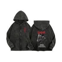 Moletom Unissex Com Zíper E Capuz Estampado Anime Berserk Harajuku Gótico De Algodão, Jaqueta Hip
