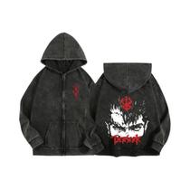 Moletom Unissex Com Zíper E Capuz Estampado Anime Berserk Harajuku Gótico De Algodão, Jaqueta Hip