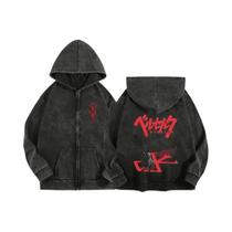 Moletom Unissex Com Zíper E Capuz Estampado Anime Berserk Harajuku Gótico De Algodão, Jaqueta Hip