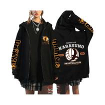 Moletom Unissex Com Zíper Haikyuu Anime Japonês Karasuno High School Harajuku Outono Inverno