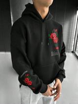 Moletom Unissex Estampa Floral Rosas Bordado Estilo Streetwear Casual Premium Com Capuz - Betinis