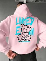 Moletom Unissex Estampado Limited Edition Urso Streetwear Urbano Casual Inverno Capuz Canguru Moletom Unissex Estampado Limited Edition Urso Streetwear Urbano Casual Inverno Capuz Canguru