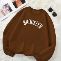 Moletom Unissex Feminino Masculino GOLA CARECA Estamp Brooklyn Inverno Frio Modinha Gringa