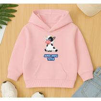 Moletom Unissex Infantil Canguru Estampa Amo Meu Tete Vaquinha Mamadeira Leite Neném Bebê Fofo Frio