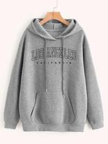 Moletom Unissex Los Angeles Estampado Modinha Confortável Cinza Escuro Com Preto,G Moletom Unissex Los Angeles Estampado Modinha Confortável Cinza Escuro Com Preto,G