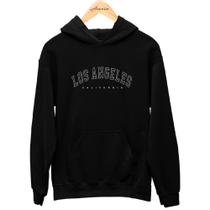 Moletom Unissex Los Angeles Estampado Modinha Confortável Preto Com Branco,G