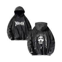 Moletom Unissex Oversize Y2K Com Estampa De Caveira E Cruz, Vintage, Algodão, Hip Hop, Pullover De