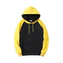Moletom Unissex Oversized De Fleece Quente Para Outono/Inverno Com Colisão De Cores E Mangas Raglan