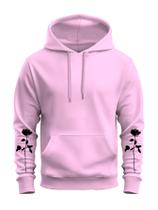 Moletom Unissex Premium Algodão Personalizado Rosa Braços