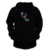 Moletom Unissex Relaxado Estampado Blusa de Frio Algodão Flanelada Com Capuz