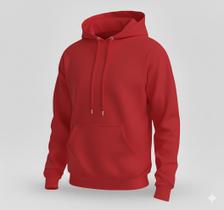 Moletom Vermelho Liso Flanelado Conforto Frio Casual Premium
