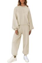 Moletom Viottiset, roupa de 2 peças, pulôver de malha, damasco Moletom Viottiset, roupa de 2 peças, pulôver de malha, damasco