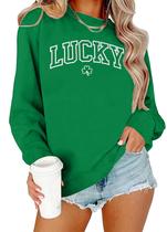 Moletom VVNTY Dia de São Patrício para mulheres Lucky Shamrock Moletom VVNTY Dia de São Patrício para mulheres Lucky Shamrock