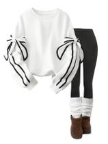 Moletom WDIRARA Bow Oversize Y2k com gola redonda branca para mulheres Moletom WDIRARA Bow Oversize Y2k com gola redonda branca para mulheres