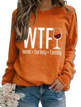 Moletom Wine Turkey Family Thanksgiving para mulheres