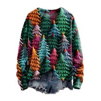 Moletom Wzdszle Christmas Tree Cakes para mulheres roxo 4XL