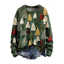 Moletom Wzdszle Christmas Tree Graphic feminino amarelo 3GG Moletom Wzdszle Christmas Tree Graphic feminino amarelo 3GG