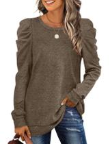 Moletom XIEERDUO, manga comprida, gola redonda, manga folhada