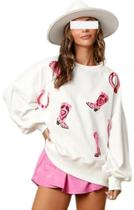 Moletom Yiulangde Sequin Heart Cowboy Botas femininas