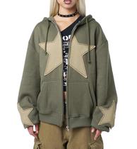 Moletom Yojeasrio Y2k Zip Up Star Graphic de manga comprida unissex