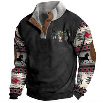 Moletom ZOCAVIA Western Aztec para homens cinza escuro 4XL Moletom ZOCAVIA Western Aztec para homens cinza escuro 4XL