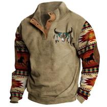 Moletom ZOCAVIA Western Aztec para homens marrom tamanho XL